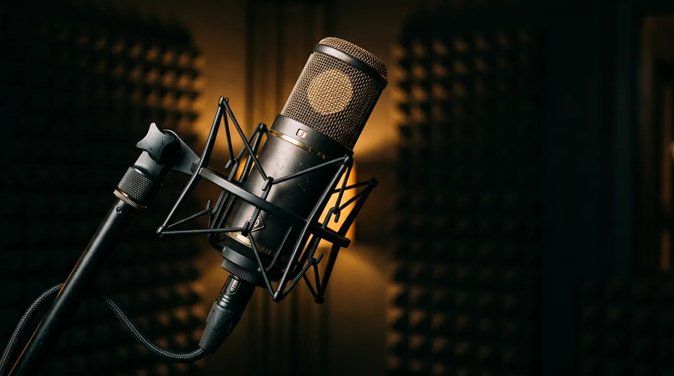 Micrófono profesional en estudio de grabación