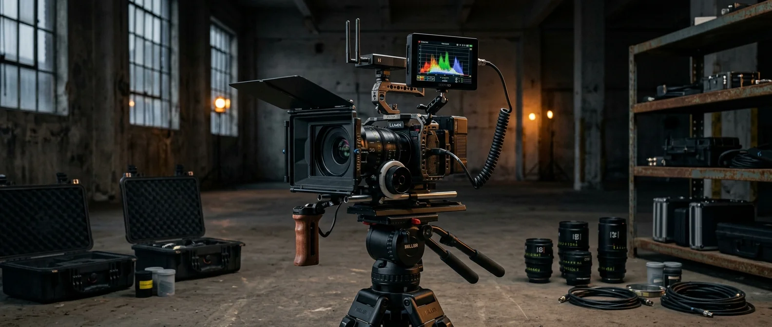 Set de filmación con Panasonic Lumix S5IIX y rig de cine